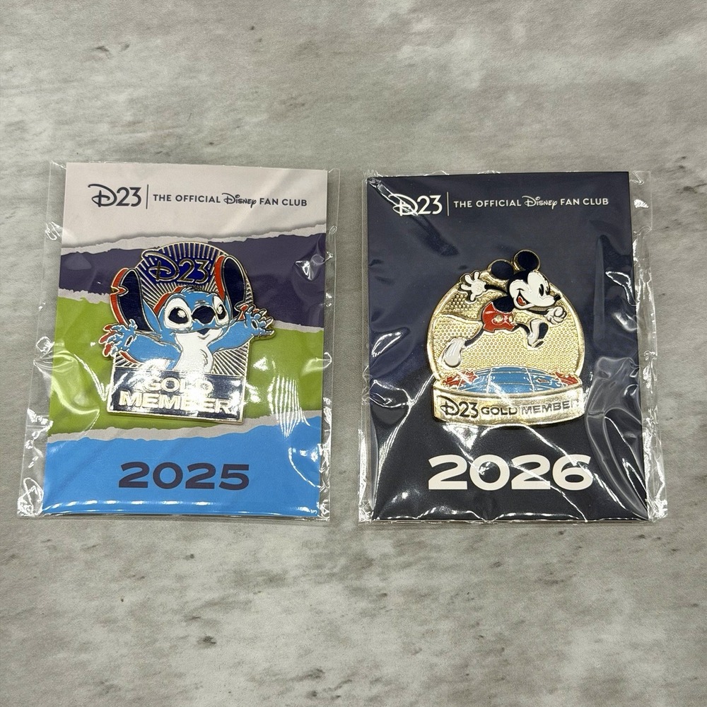 Disney D23 The Official Fan Club 2025 And 2026 Gold Member Stitch & Mickey Pin